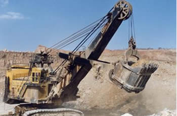 Mining steel wire ropes service as drag lines for surface mining.