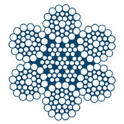 The cross section of stainless steel wire rope SSWR-636 IWRC