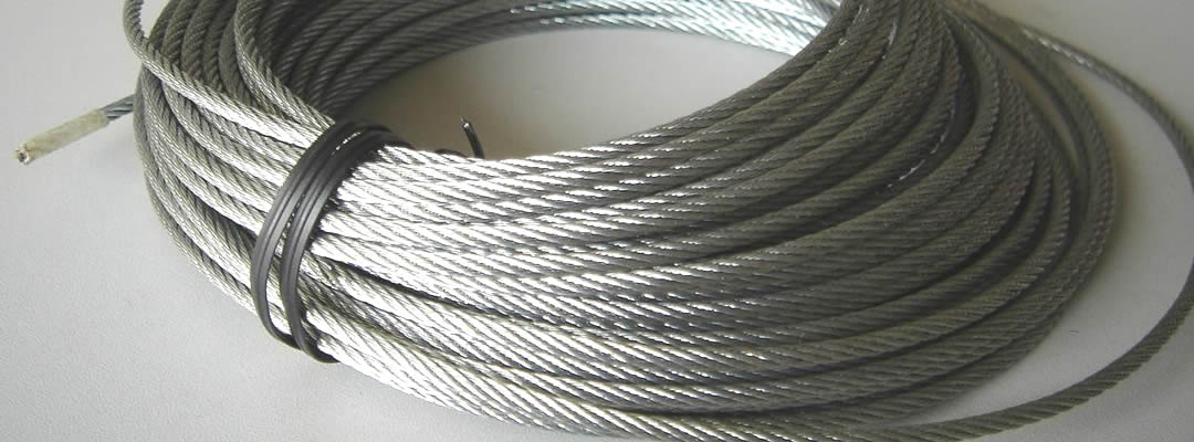 A coil of fully lubricated bright steel wire rope